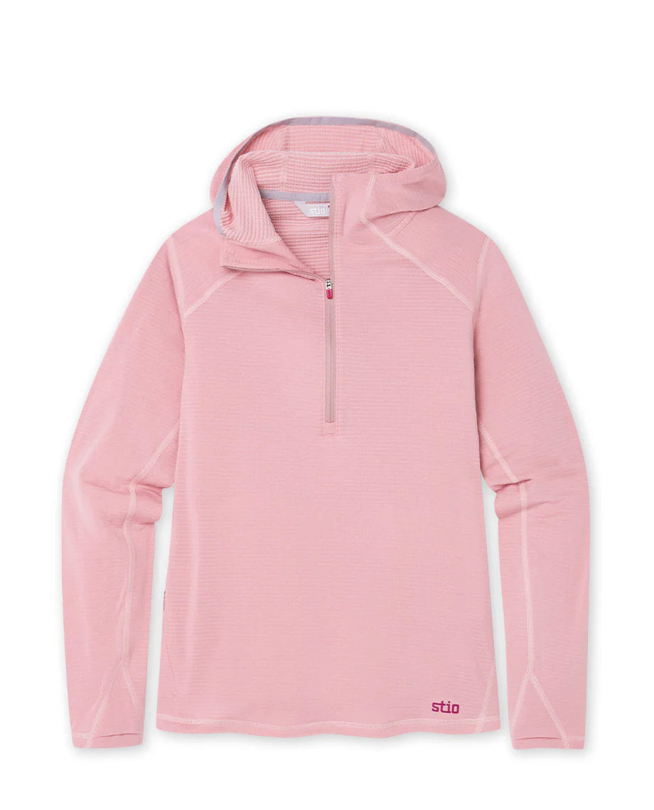 Stio Trax Power Grid Half Zip Hoodie - Womens Rustic Rose