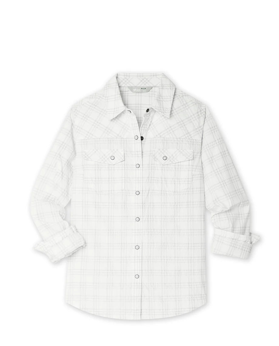 Stio Eddy Coast Shirt Long Sleeve - Womens Morning Frost Plaid