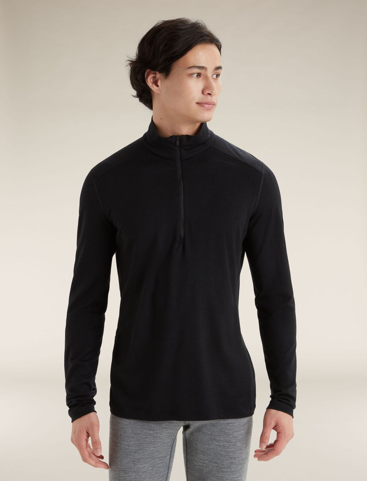 Icebreaker Merino 200 Oasis Long Sleeve Half Zip - Mens Black / XS