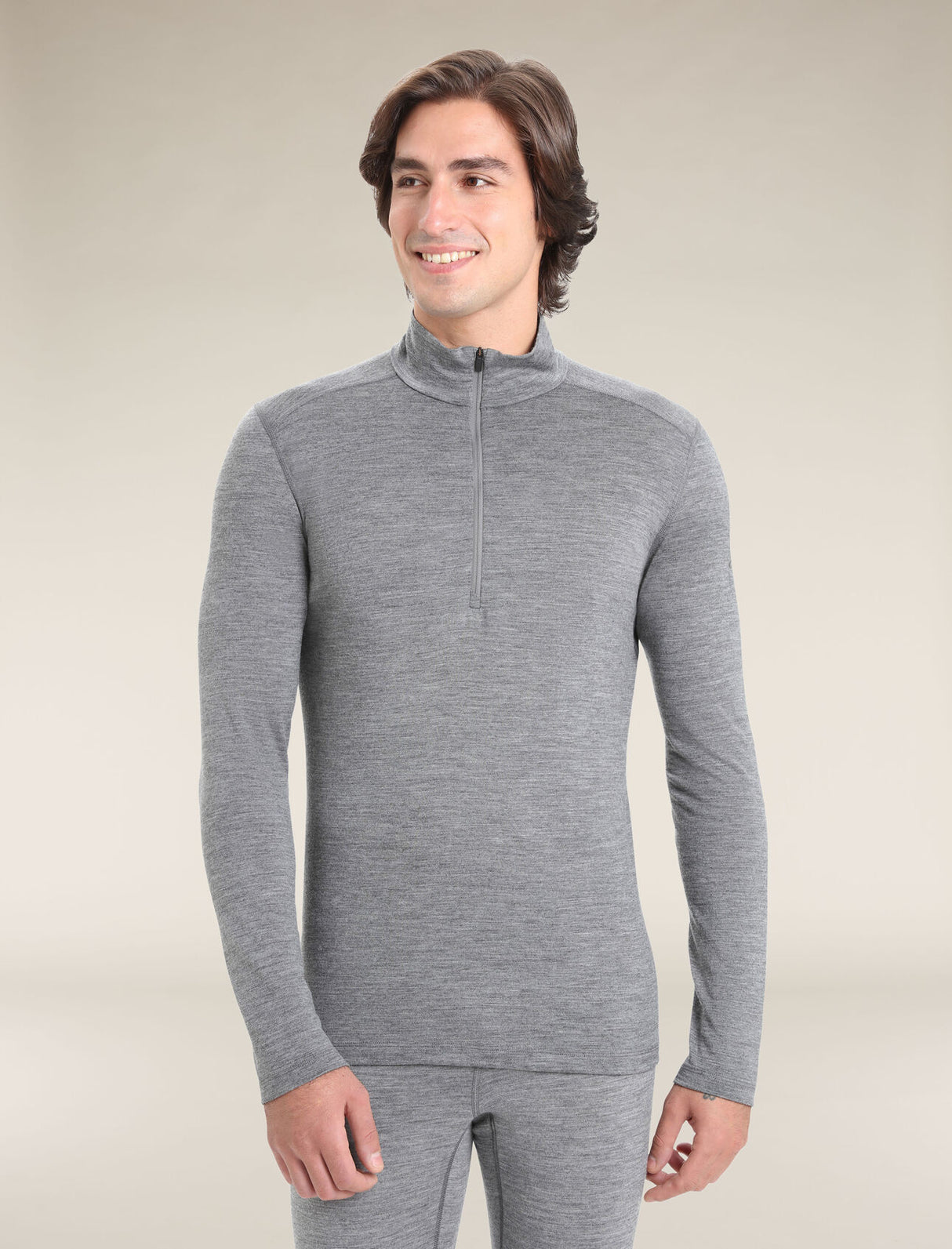 Icebreaker Merino 200 Oasis Long Sleeve Half Zip - Mens Gritstone Heather / S