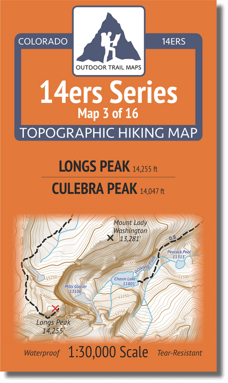 Outdoor Trail Maps Longs 14er Map