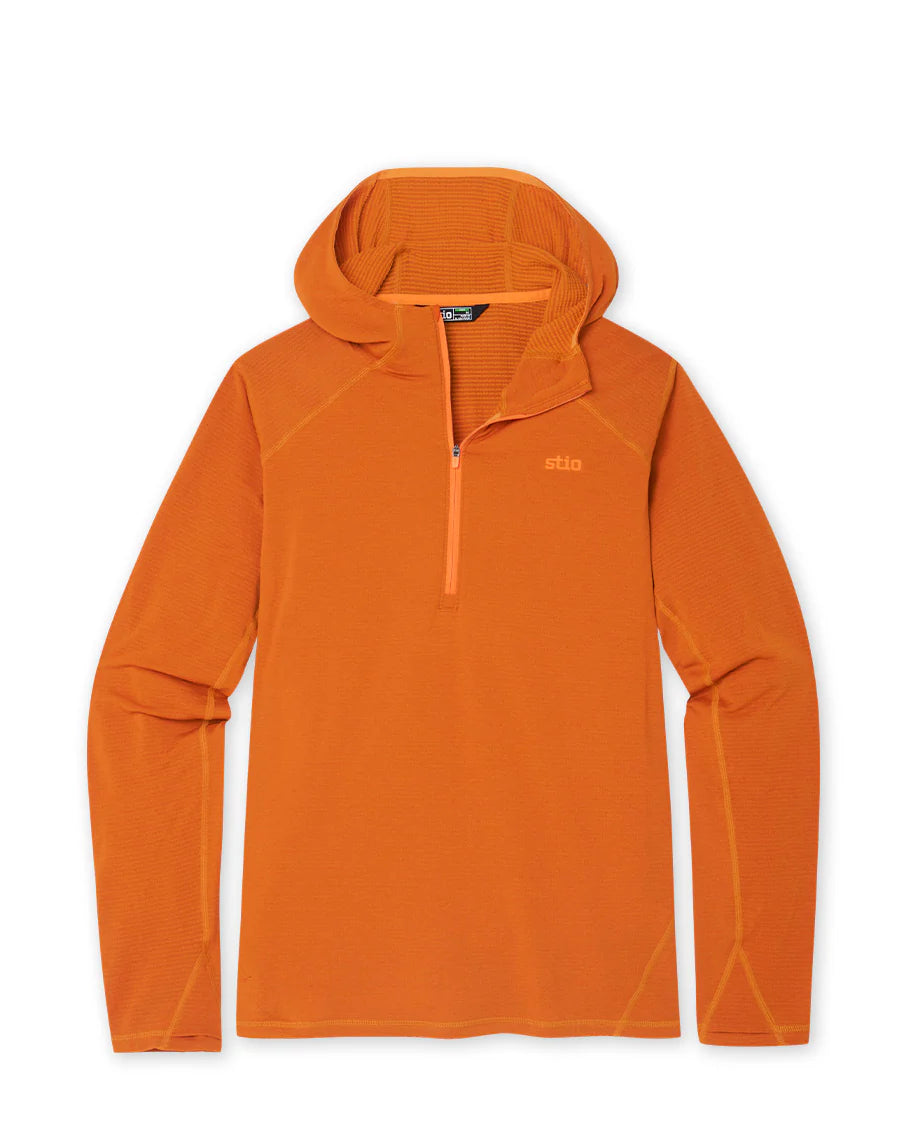 Stio Trax Power Grid Half Zip Hoodie - Mens Bonfire