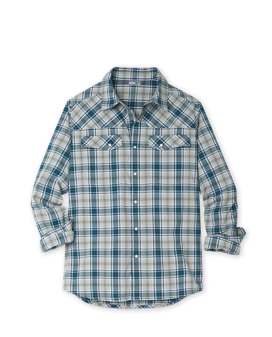 Stio Eddy Shirt Long Sleeve - Mens Sage Flats Plaid