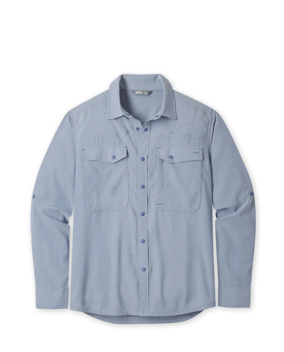 Stio Eddy Drift Shirt Long Sleeve - Mens Slate Blue Heather
