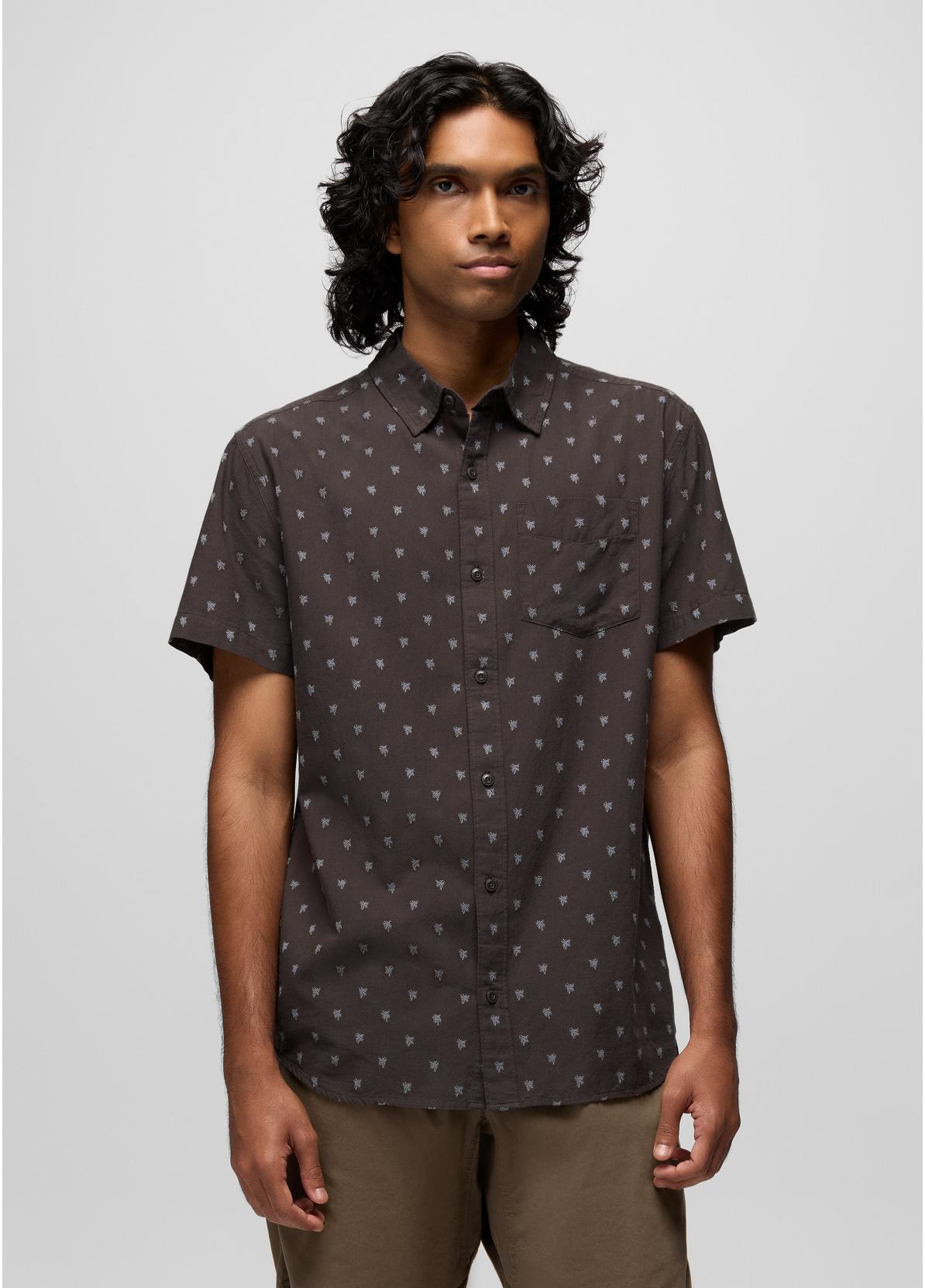 Prana Metador Short Sleeve Shirt - Mens Basalt Palm Trees