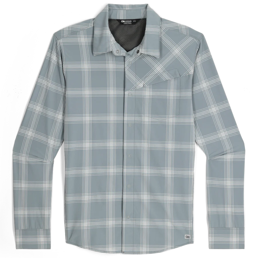Outdoor Research Astroman Long Sleeve Sun Shirt - Mens Lead Plaid / S