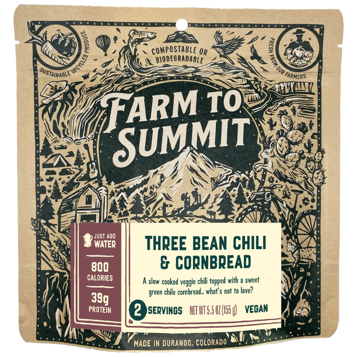 Farm to Summit 3 Bean Chili And Cornbread