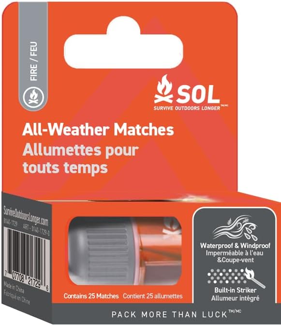 SOL All Weather Matches, 25 Count