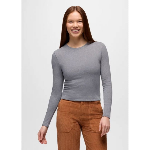 Prana Lotus Long Sleeve Tee - Womens Heather Grey