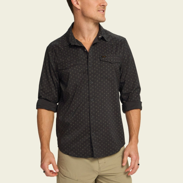 Howler Brothers H Bar B Tech Long Sleeve - Mens Little Puddles: Antique Black / XL