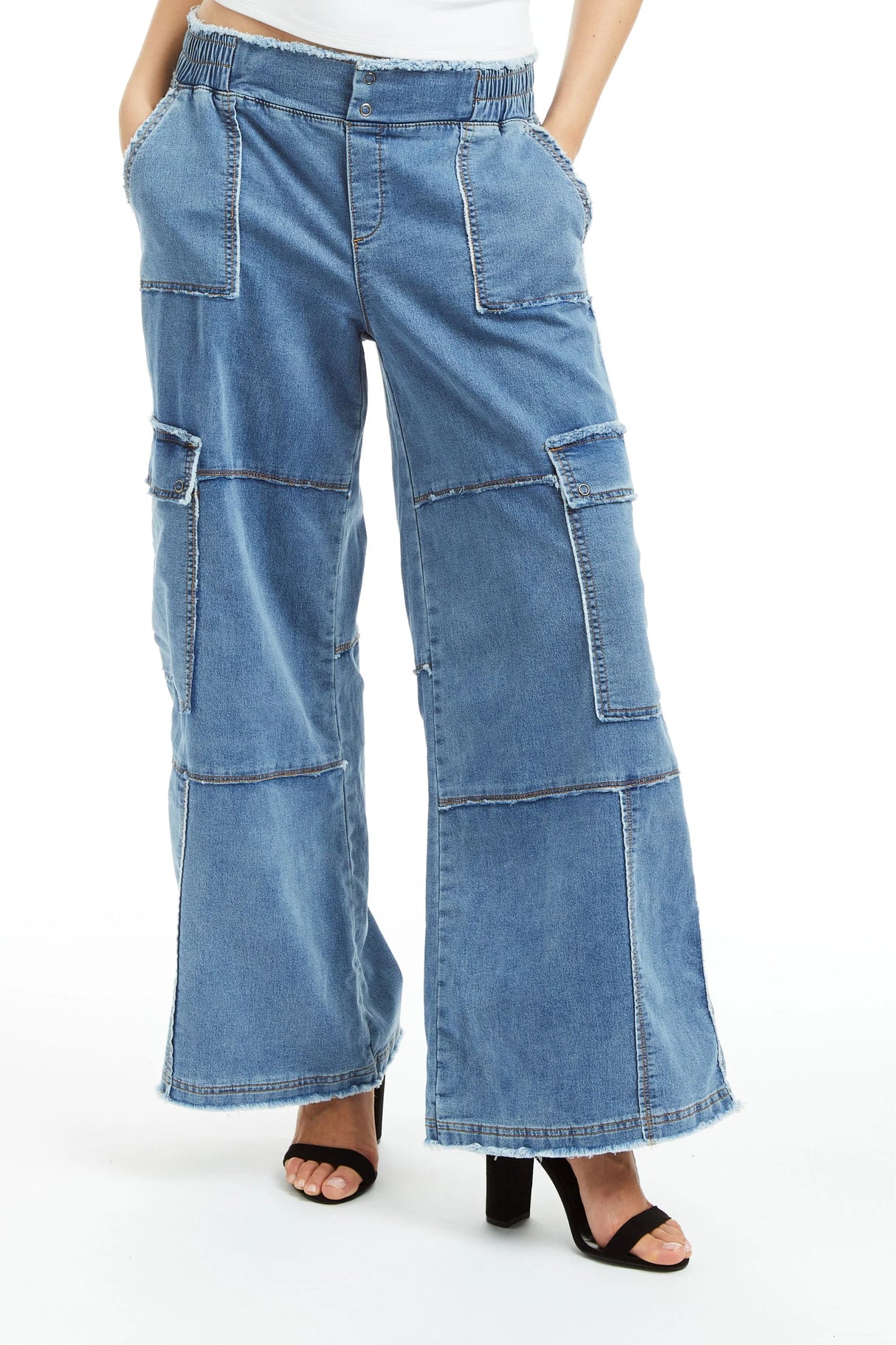Tractr Midrise Cargo Lounge Pant - Womens Medium Indigo