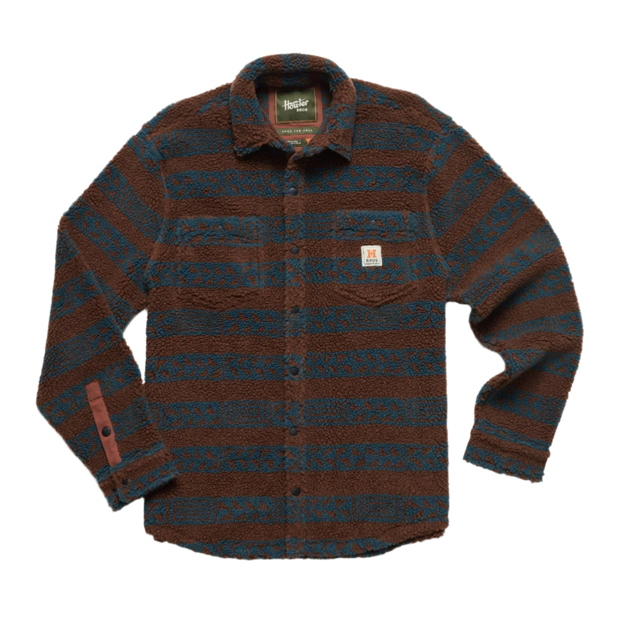 Howler Brothers Allegheny Fleece Overshirt - Mens Hanko Stripe: Mink Brown / M