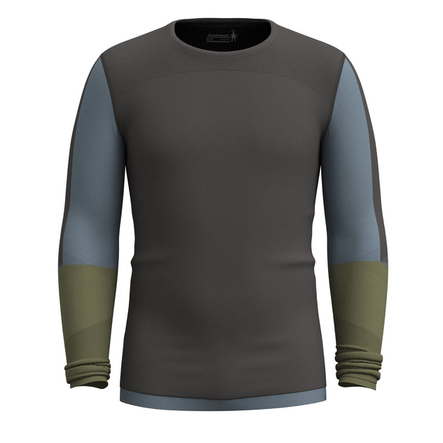 Smartwool Intraknit Thermal Merino Base Layer Colorblock Crew - Mens CHARCOAL-WINTER MOSS / S