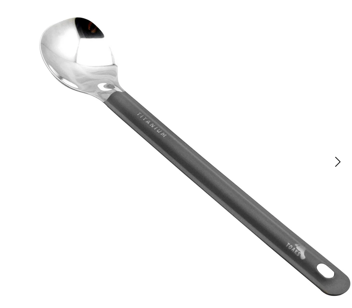 TOAKS Outdoors Titanium Long Handle Spoon with Polished Bowl Titanium
