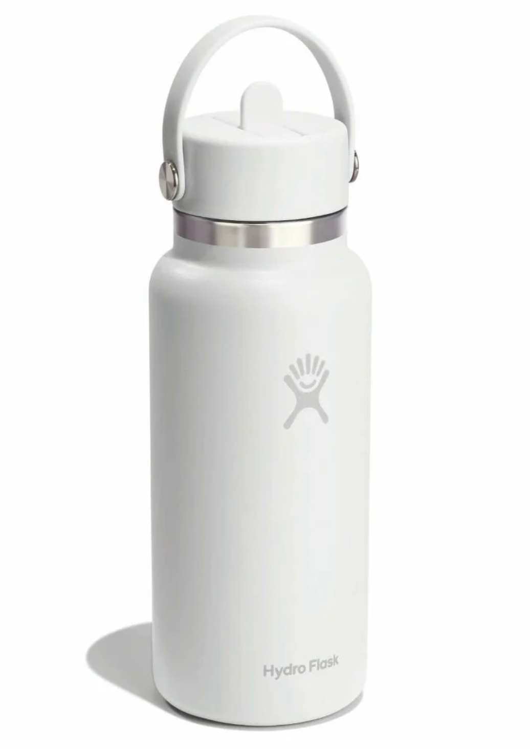 Hydroflask Neptune Logo 32oz Wide Mouth w/Flex Straw White