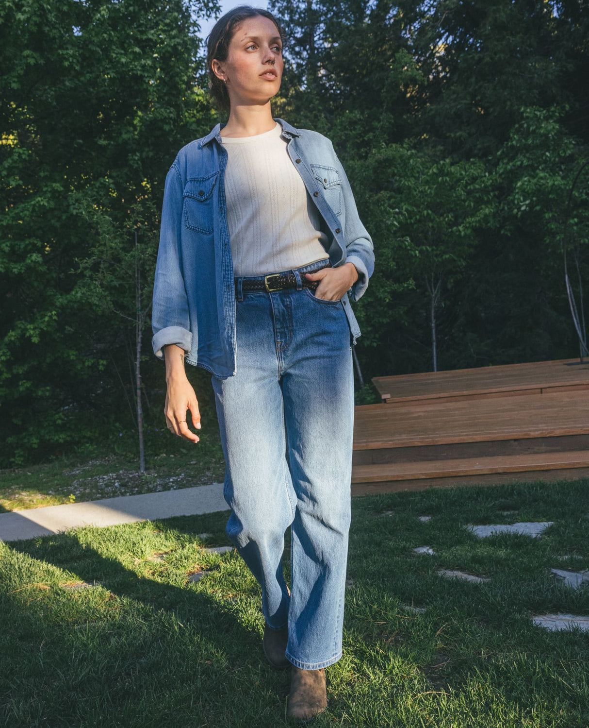 Piñon Soft Denim Long Sleeve Shirt - Women's