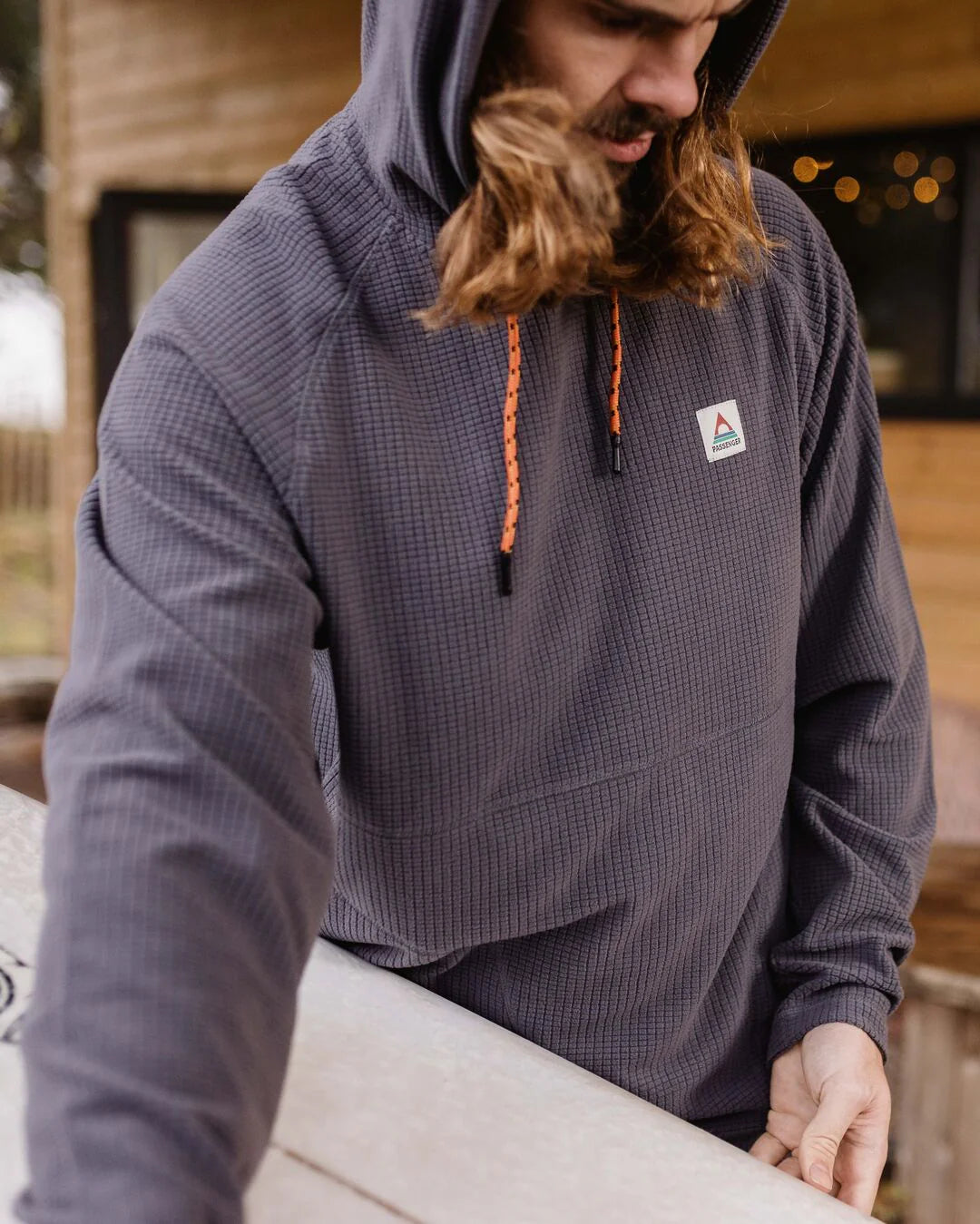 Passenger Point Recycled Grid Polar Fleece Hoodie - Mens