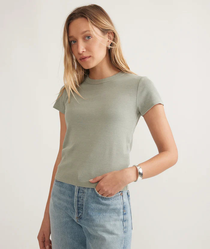 Marine Layer Lexi Rib Sun-In Crew Tee - Womens Faded Olive