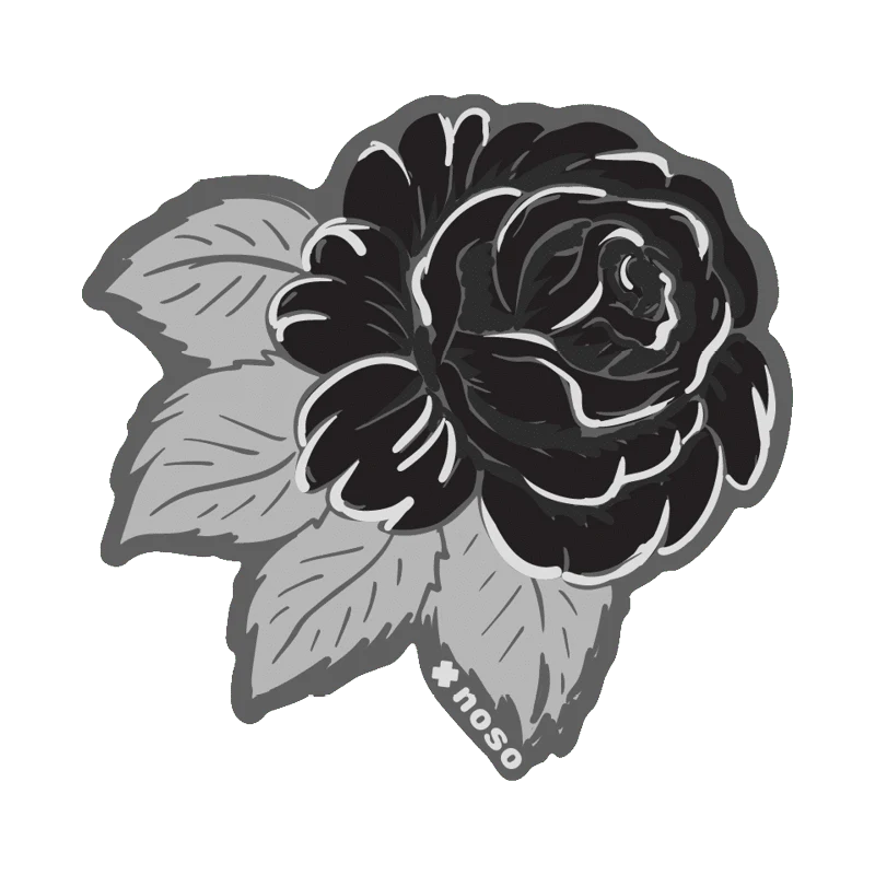 NOSO Patches Black Rose Gray Leaves