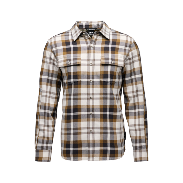 Black Diamond Project Twill Long Sleeve Shirt - Mens Dark Curry-Off White / XS