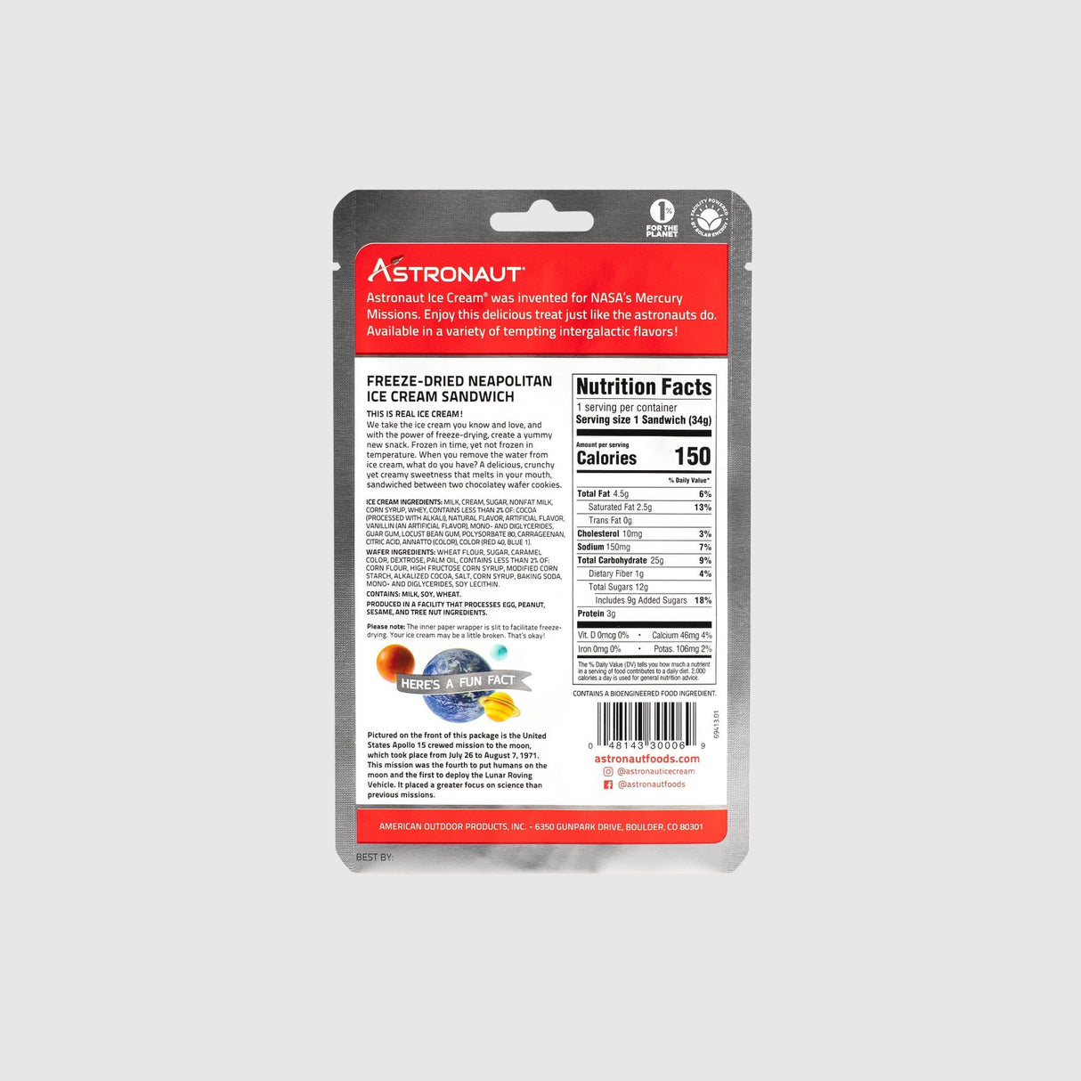 Backpackers Pantry Neapolitan Ice Cream Sandwich