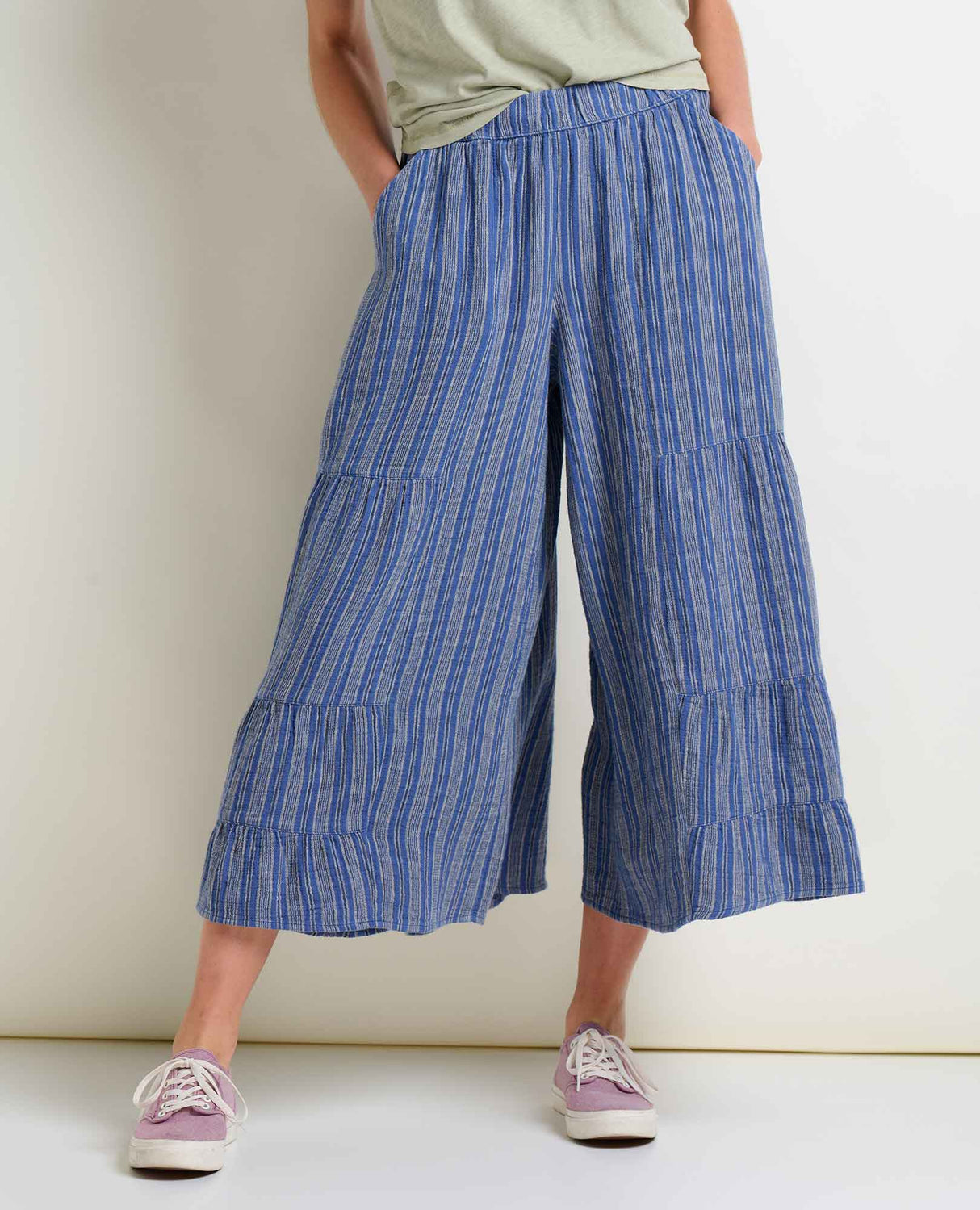 Toad & Co. Tate Double Weave Palazzo Pant - Womens Kyanite Stripe
