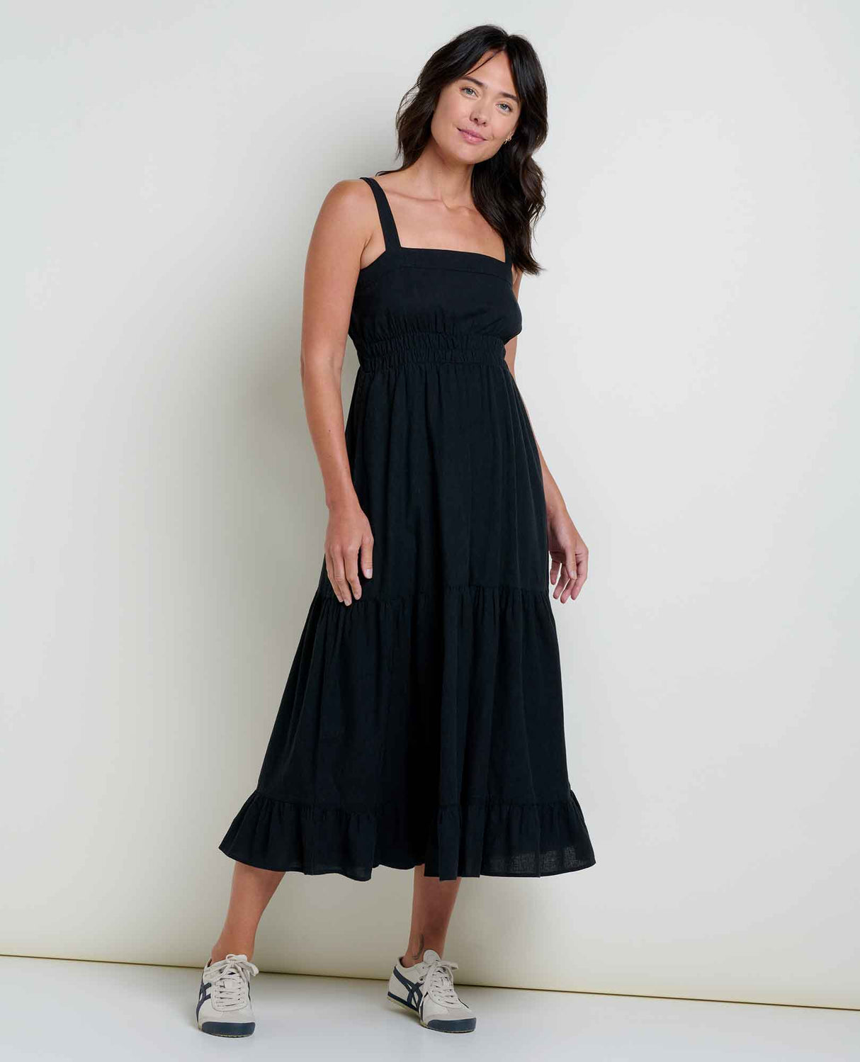 Toad & Co. Taj Hemp Tiered Midi Dress - Womens Black