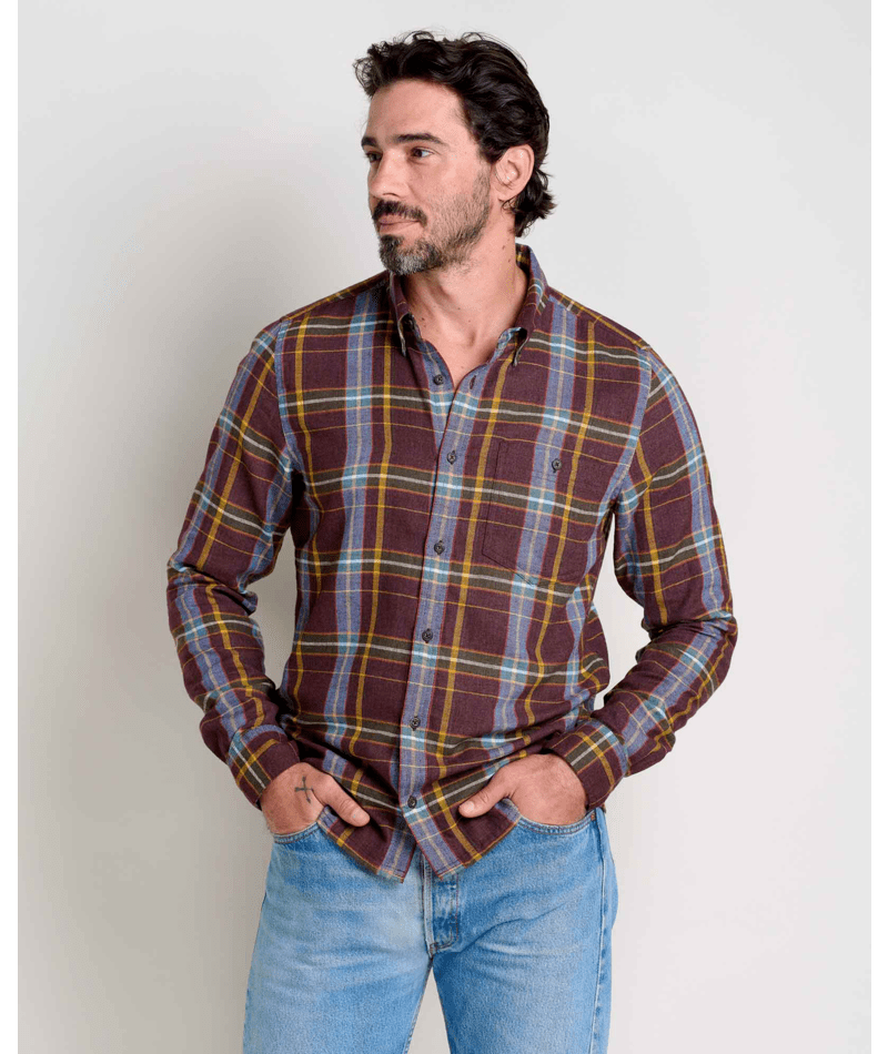 Toad & Co. Airsmyth Long Sleeve Shirt - Mens Black Two Color Plaid / L