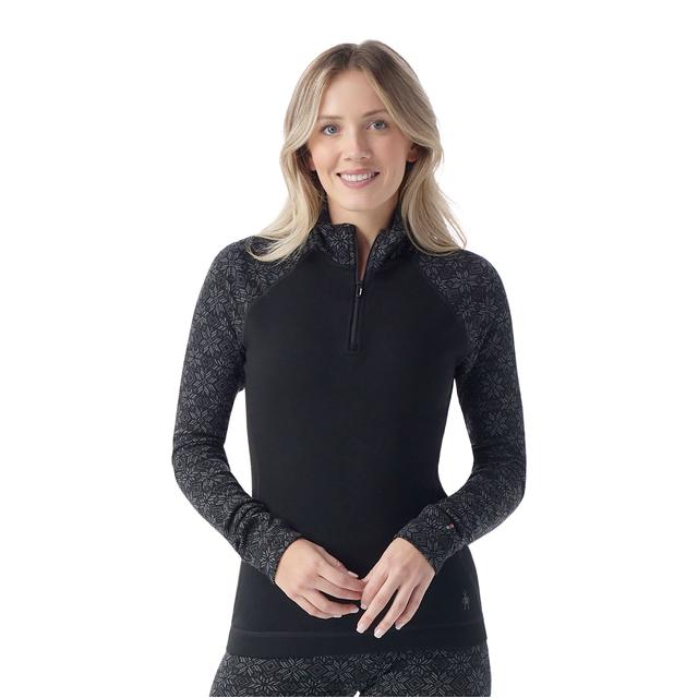 Smartwool Classic Thermal Merino Base Layer Quarter Zip - Womens BLACK DIGI SNOW / XL