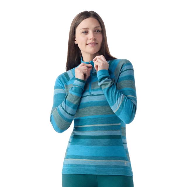 Smartwool Classic Thermal Merino Base Layer Quarter Zip - Womens POOL BLUE JOVIANSPHERE / XL