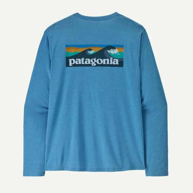 Patagonia Cap Cool Daily Shirt - Boardshort Logo - Mens Shore Blue - Light Shore Blue X-Dye