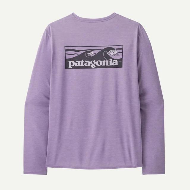 Patagonia Long Sleeve Cap Cool Daily Graphic Shirt - Waters - Mens Boardshort Logo Tones: Concrete Purple X-Dye / S