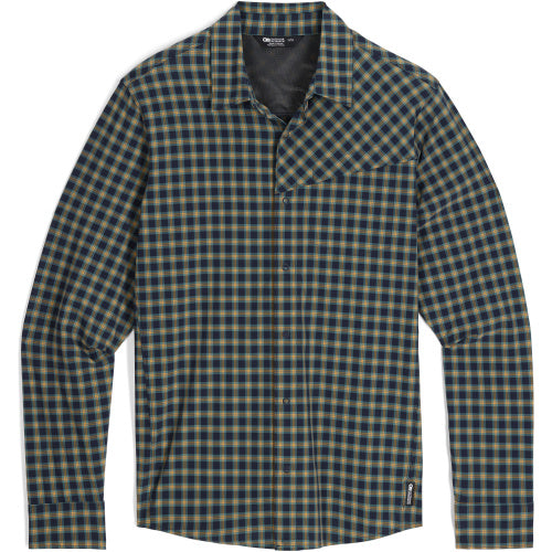 Outdoor Research Astroman Long Sleeve Sun Shirt - Mens Gold Nebula Plaid / M