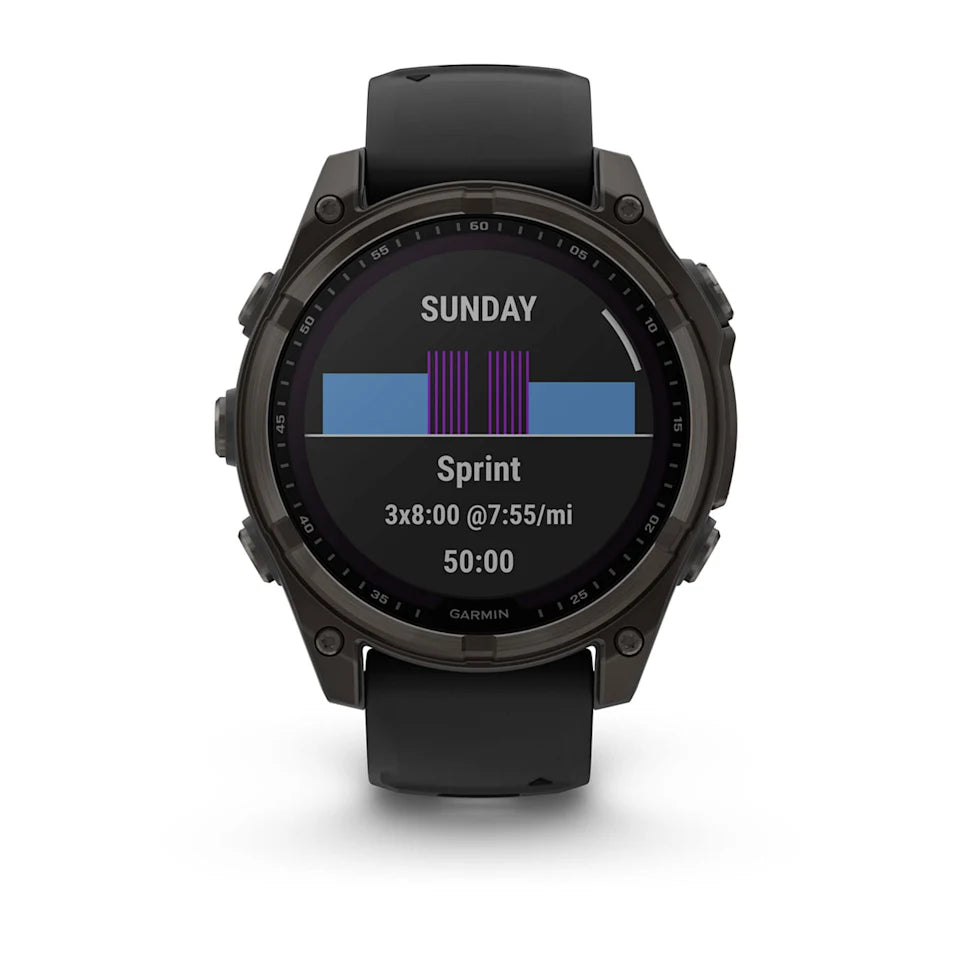 Garmin Fenix 8 47 Mm, Solar, Sapph, Carb Gry Dlc Tit w/ Blk/Peb Gry Sil