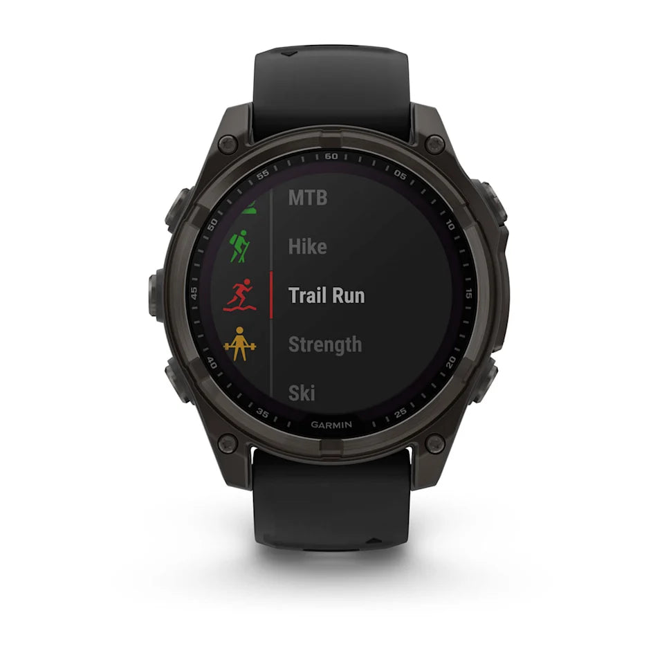 Garmin Fenix 8 47 Mm, Solar, Sapph, Carb Gry Dlc Tit w/ Blk/Peb Gry Sil