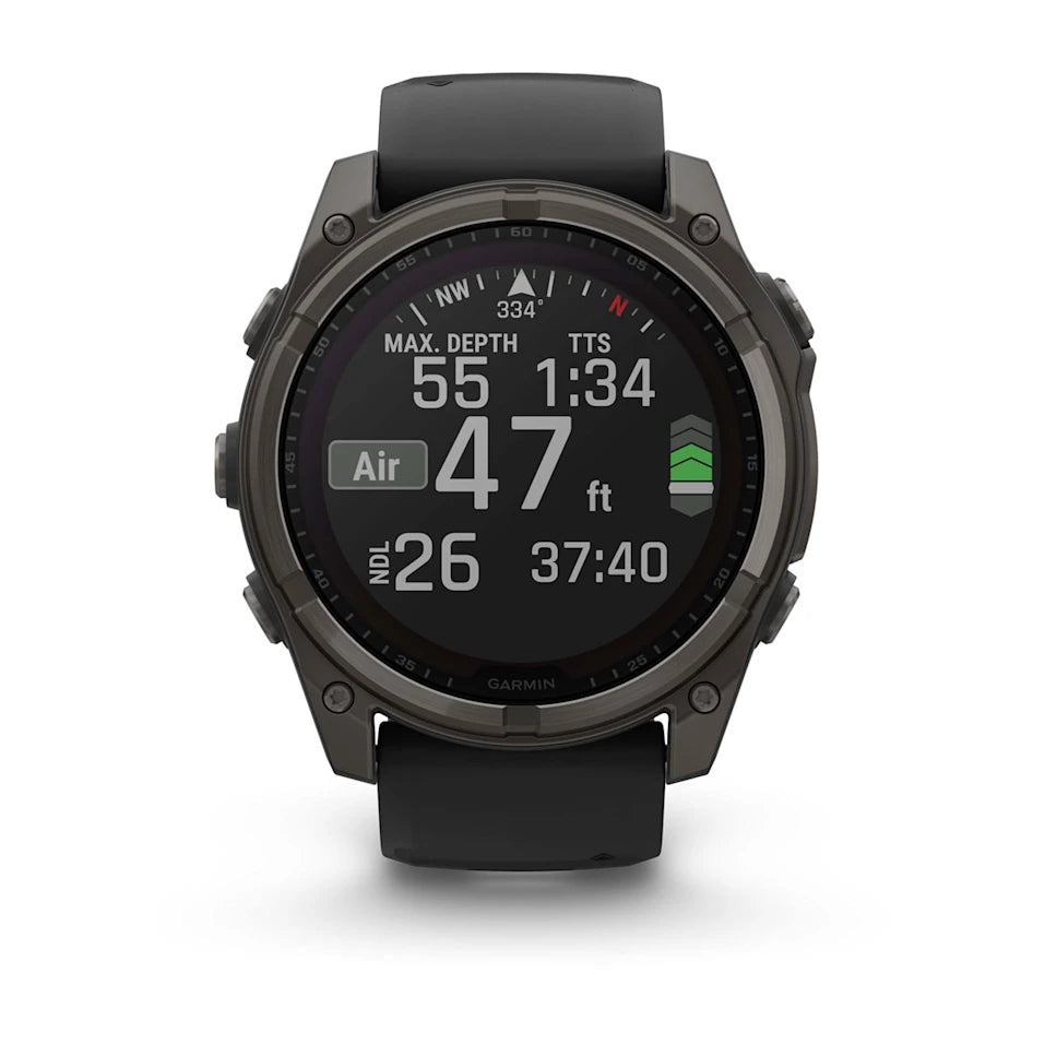 Garmin Fenix 8 51 Mm, Solar, Sapph, Carb Gry Dlc Tit w/ Blk/Peb Gry Sil