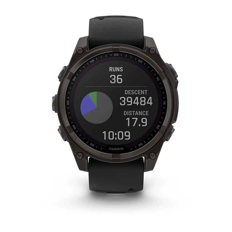 Garmin Fenix 8 47 Mm, Solar, Sapph, Carb Gry Dlc Tit w/ Blk/Peb Gry Sil
