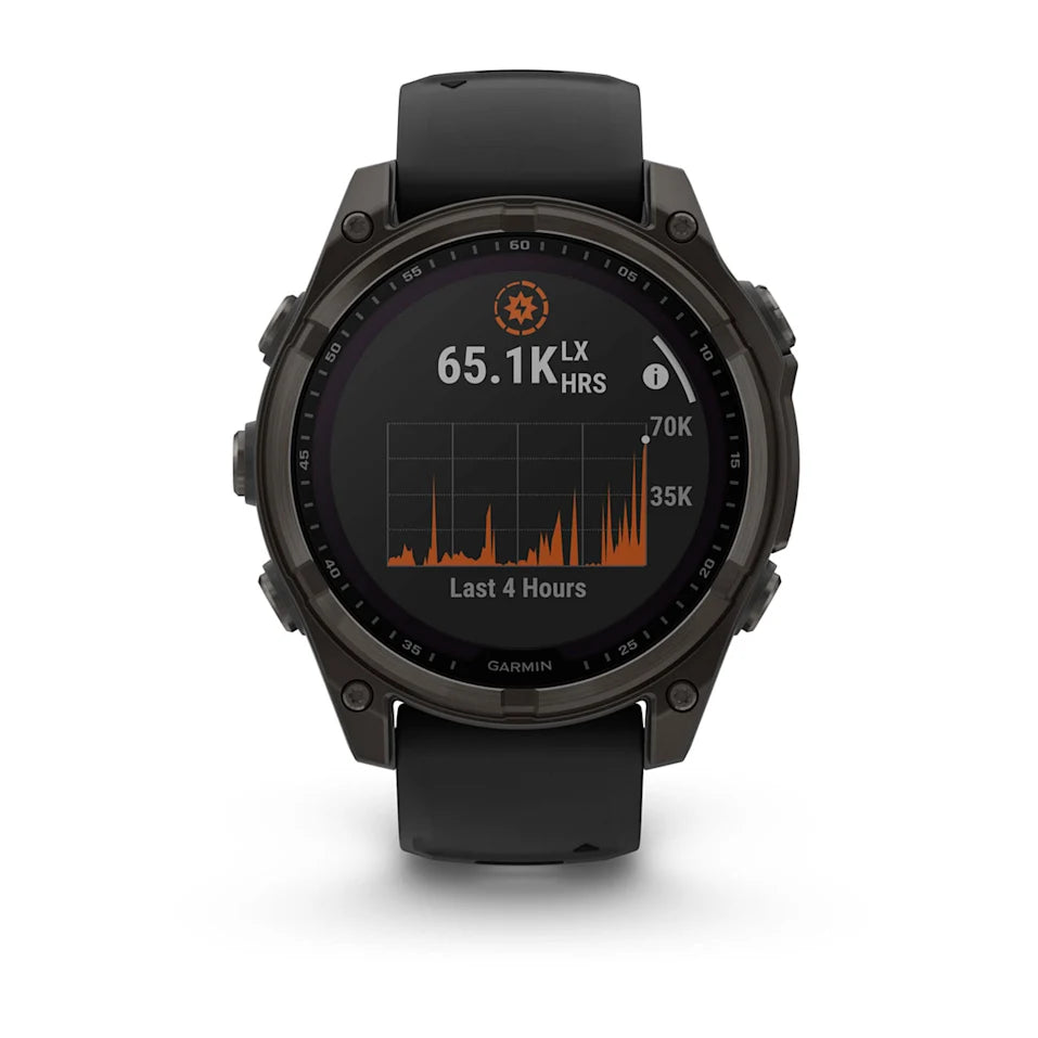 Garmin Fenix 8 47 Mm, Solar, Sapph, Carb Gry Dlc Tit w/ Blk/Peb Gry Sil