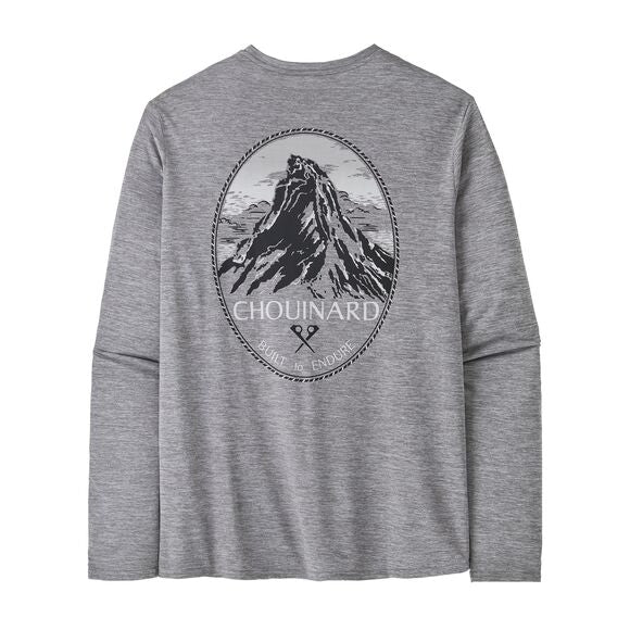 Longsleeve Cap Cool Daily Graphic Shirt - Lands - Men's Chouinard Crest: Feather Grey / L