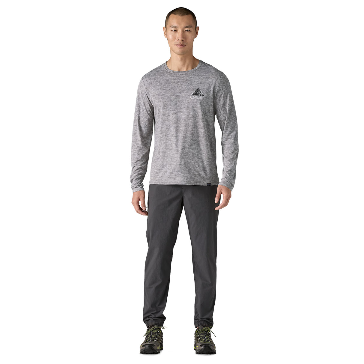 Longsleeve Cap Cool Daily Graphic Shirt - Lands - Men's Chouinard Crest: Feather Grey / L