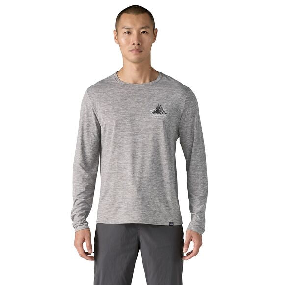 Longsleeve Cap Cool Daily Graphic Shirt - Lands - Men's Chouinard Crest: Feather Grey / L