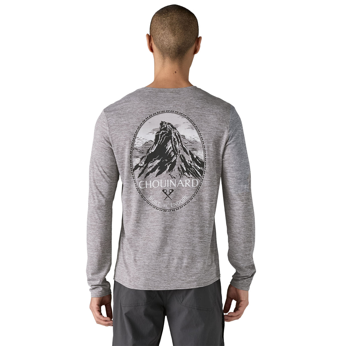 Longsleeve Cap Cool Daily Graphic Shirt - Lands - Men's Chouinard Crest: Feather Grey / L