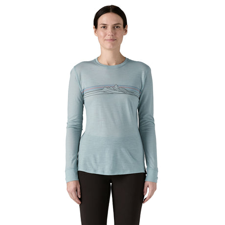 Longsleeve Cap Cool Merino Blend Graphic Shirt - Women's Strata Stripe: Thermal Blue / L