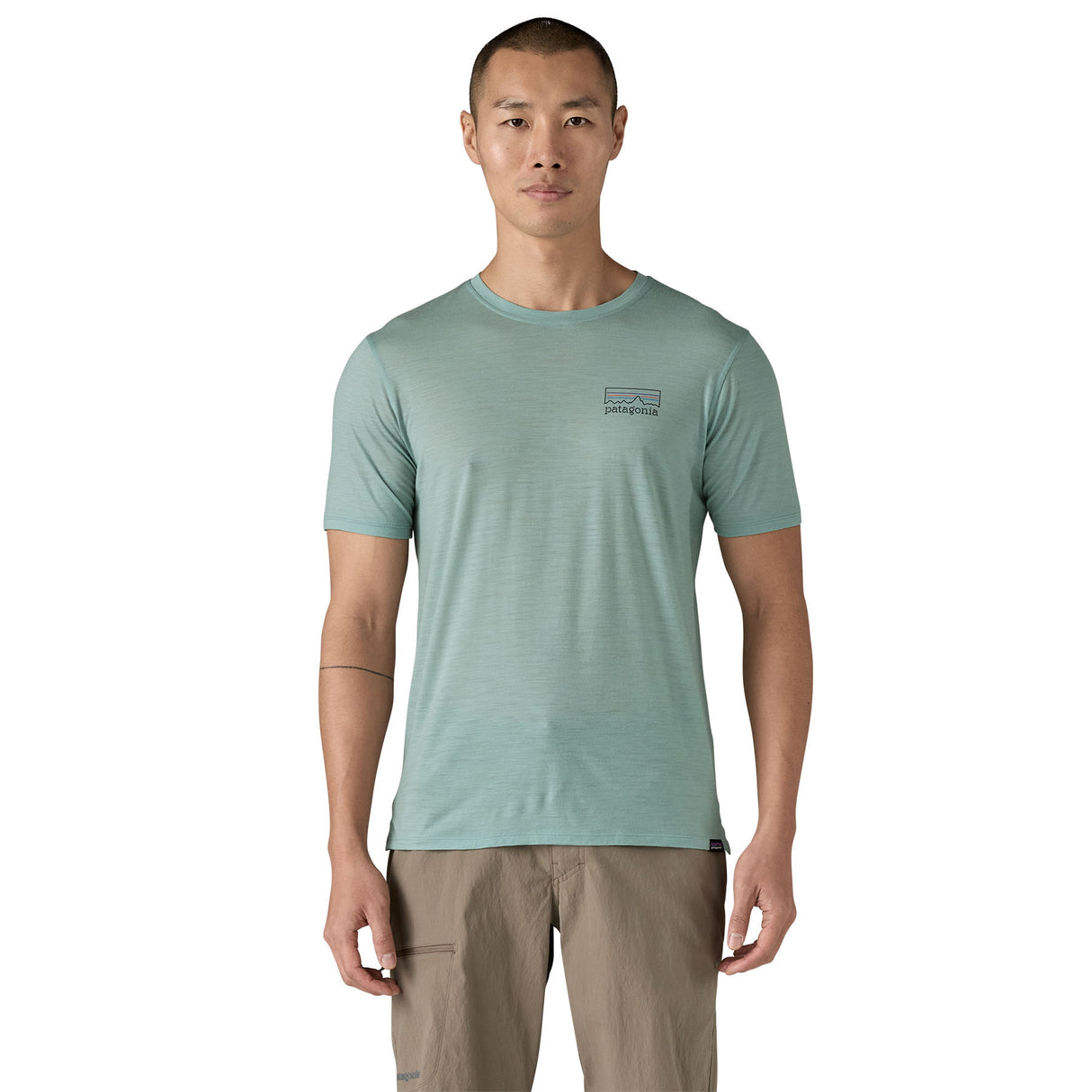 Cap Cool Merino Blend Graphic Shirt - Men's Fitz Roy Strata: Thermal Blue / L