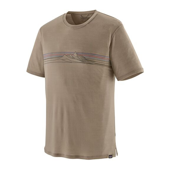 Cap Cool Merino Blend Graphic Shirt - Men's Strata Stripe: Seabird Grey / L
