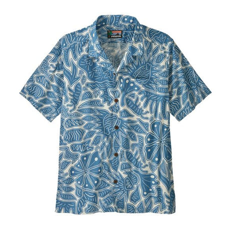 Tidal Threads Camp Shirt - Men's Bees and Flowers: Still Blue / L