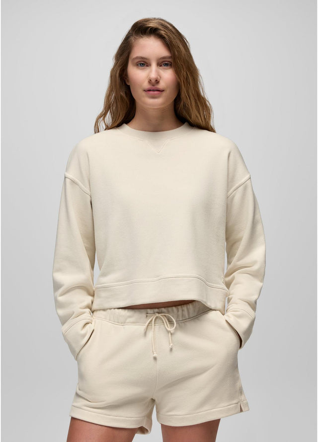 Prana DreamTerry Crew Sweatshirt - Womens Beach Pebble