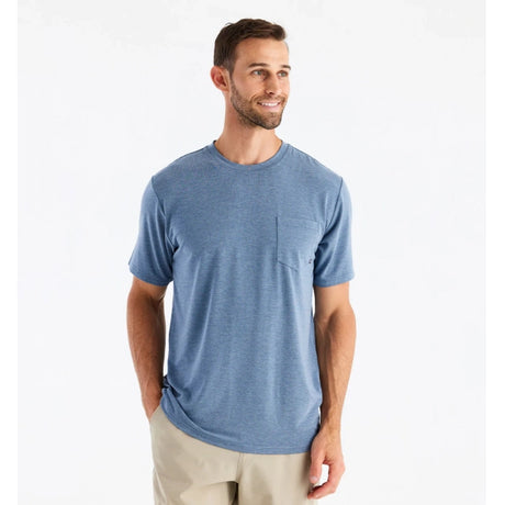 Free Fly Bamboo Flex Pocket Tee - Mens Heather Deepwater / 3XL