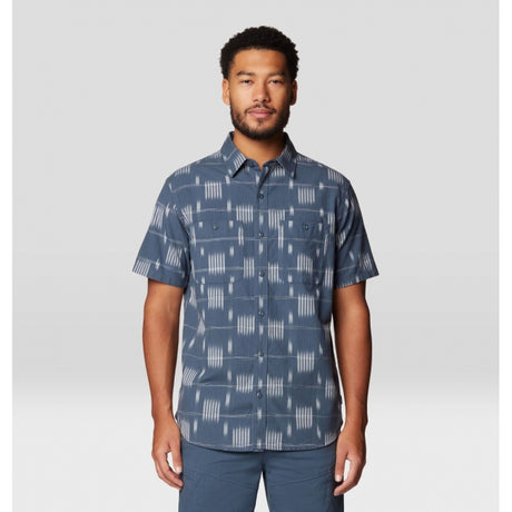Mountain Hardwear Grove Hide Out Short Sleeve Shirt - Mens Moon Blue Ikat