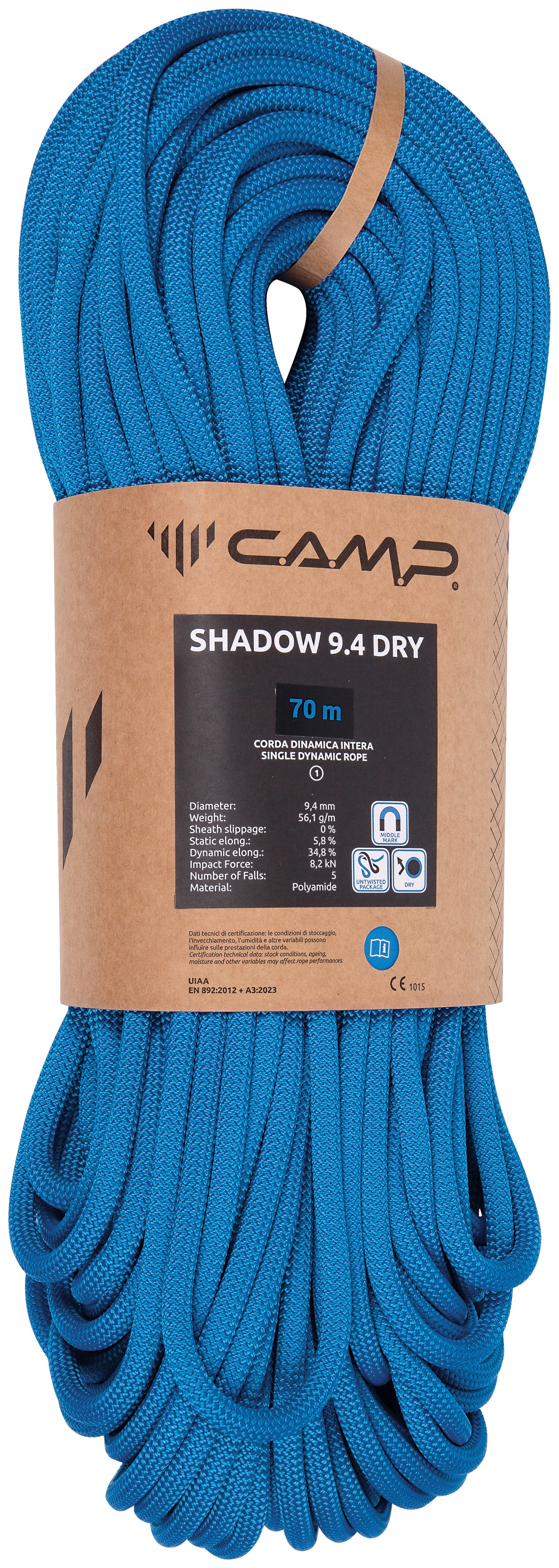 CAMP 9.4mm Shadow Dry Rope Blue / 60M